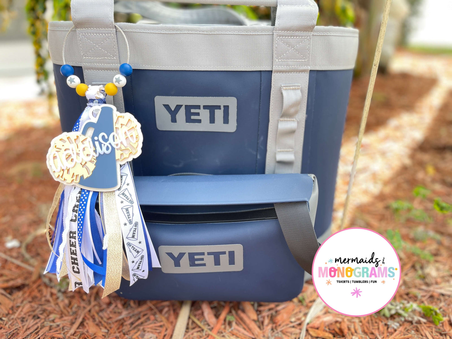 Personalized Cheer Acrylic Bag Tag with Ribbon Tassel