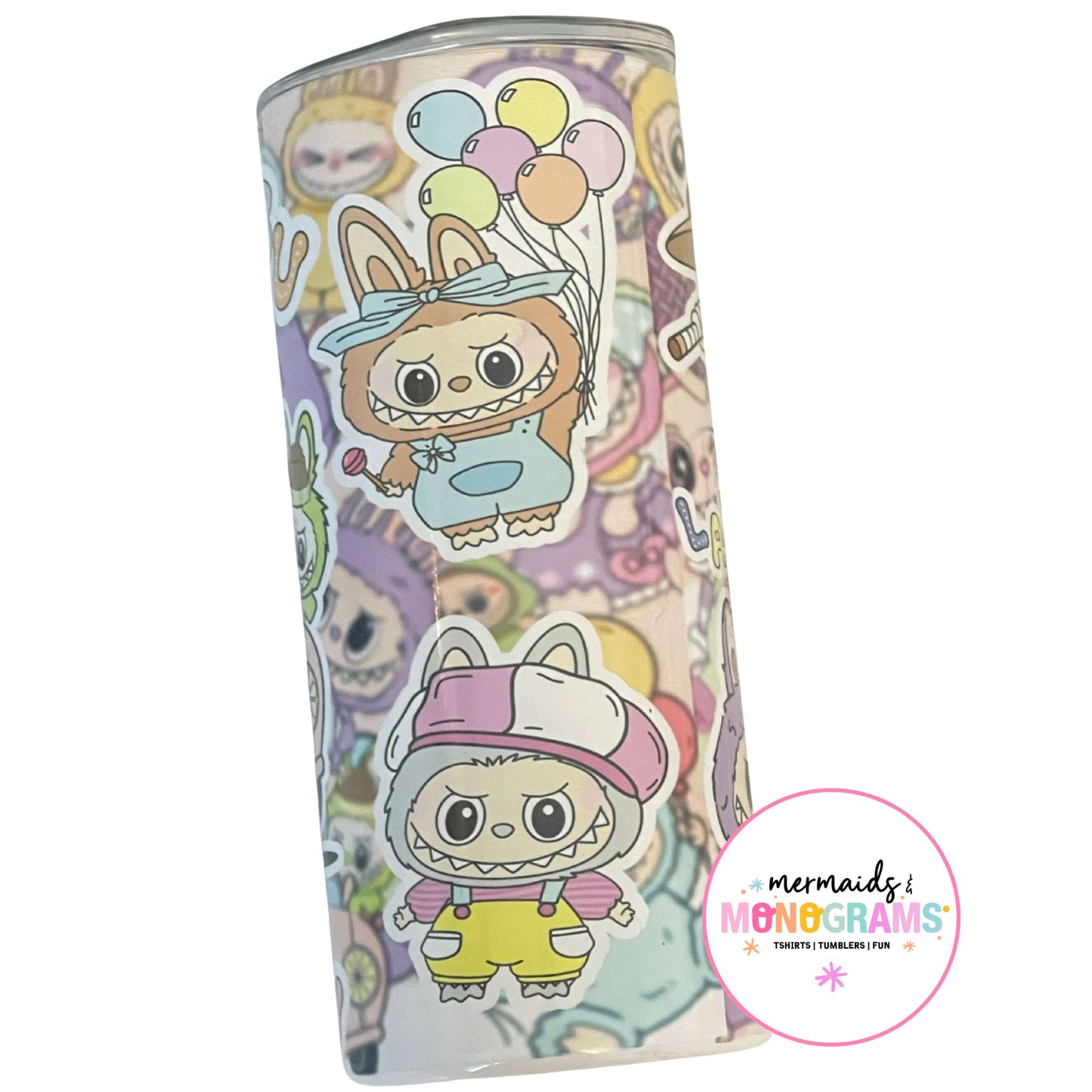 Labubu stainless steel tumbler with pastel character design – explorer Labubu