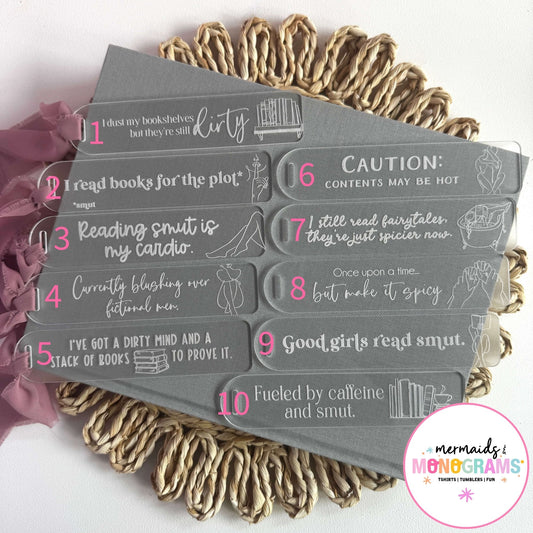 Laser Engraved Acrylic Bookmarks – Smut Reader Edition