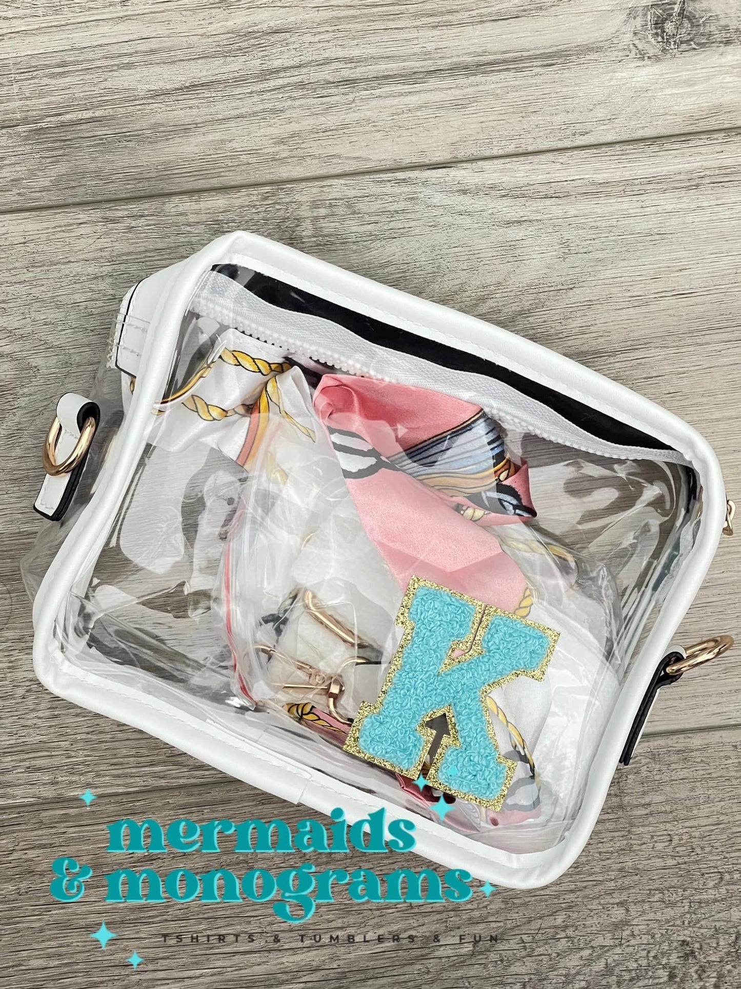 Personalized Clear Stadium Bag with Custom Chenille Patch