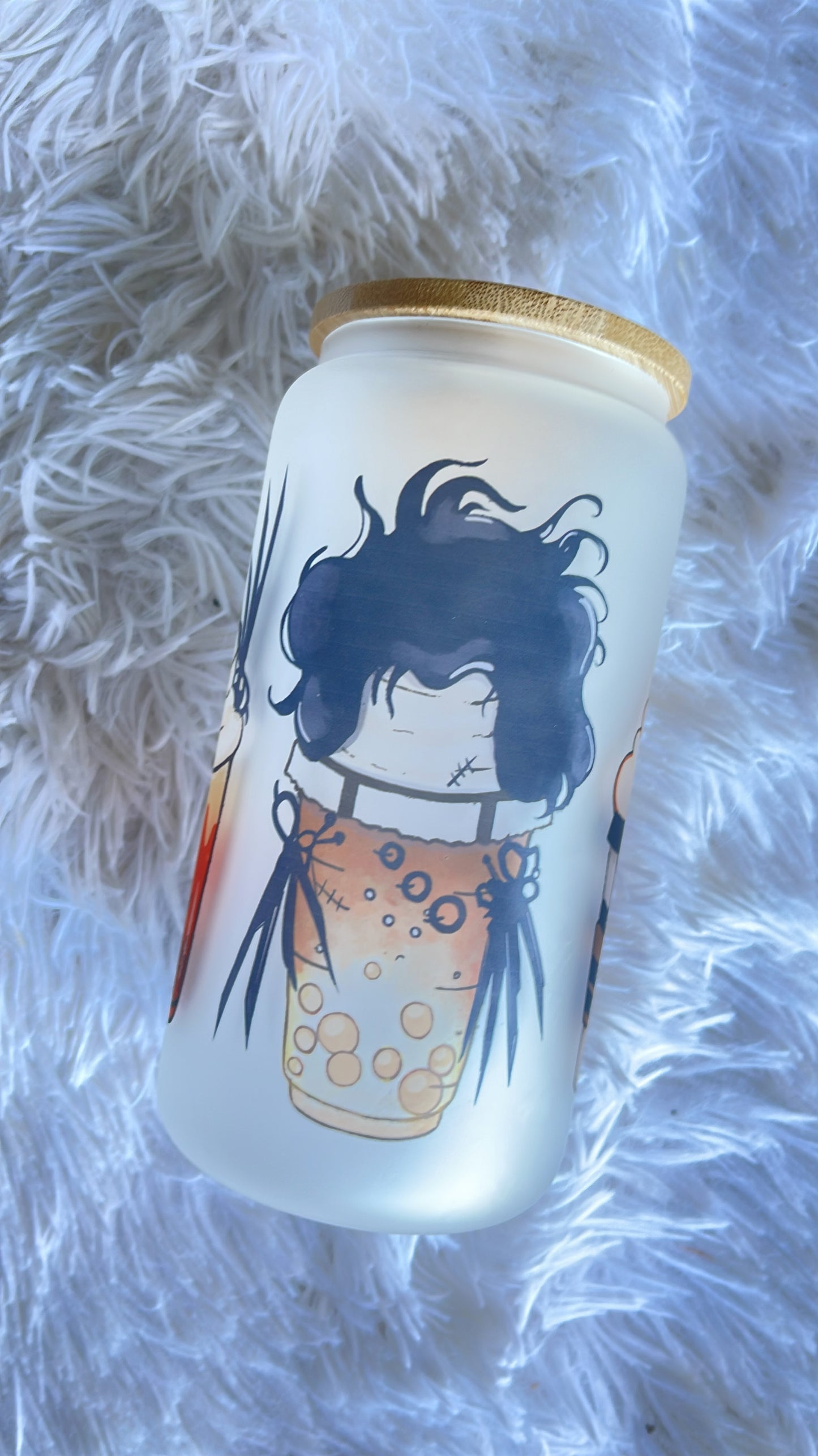 16oz Glass Double Wall Tumbler with Edward Scissorhands