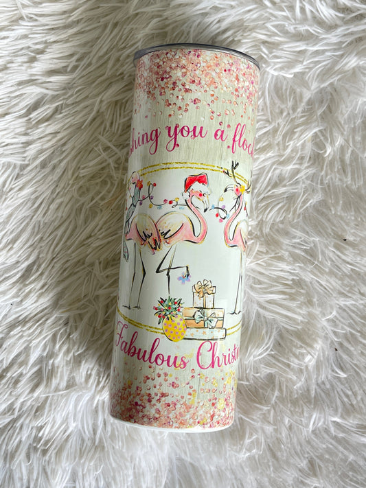 20oz Christmas Flamingos Stainless Steel Tumbler