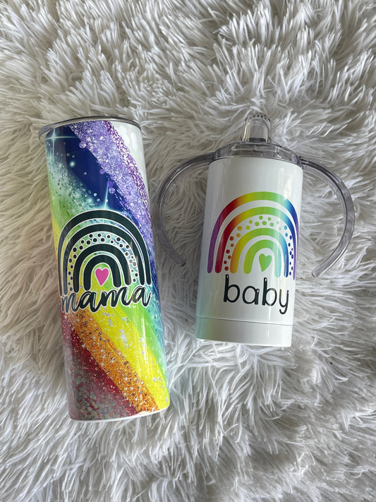 Mama and Rainbow Baby Tumbler Set