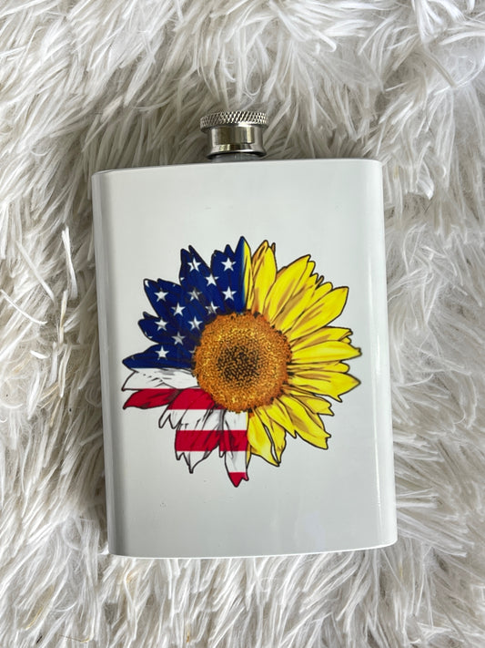 American Flag Sunflower Flask