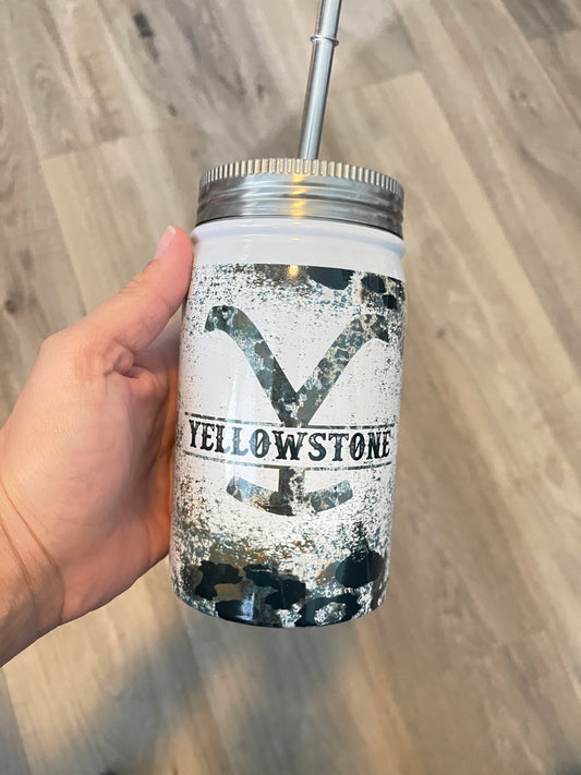 Stainless Steel Mason Jar Yellowstone