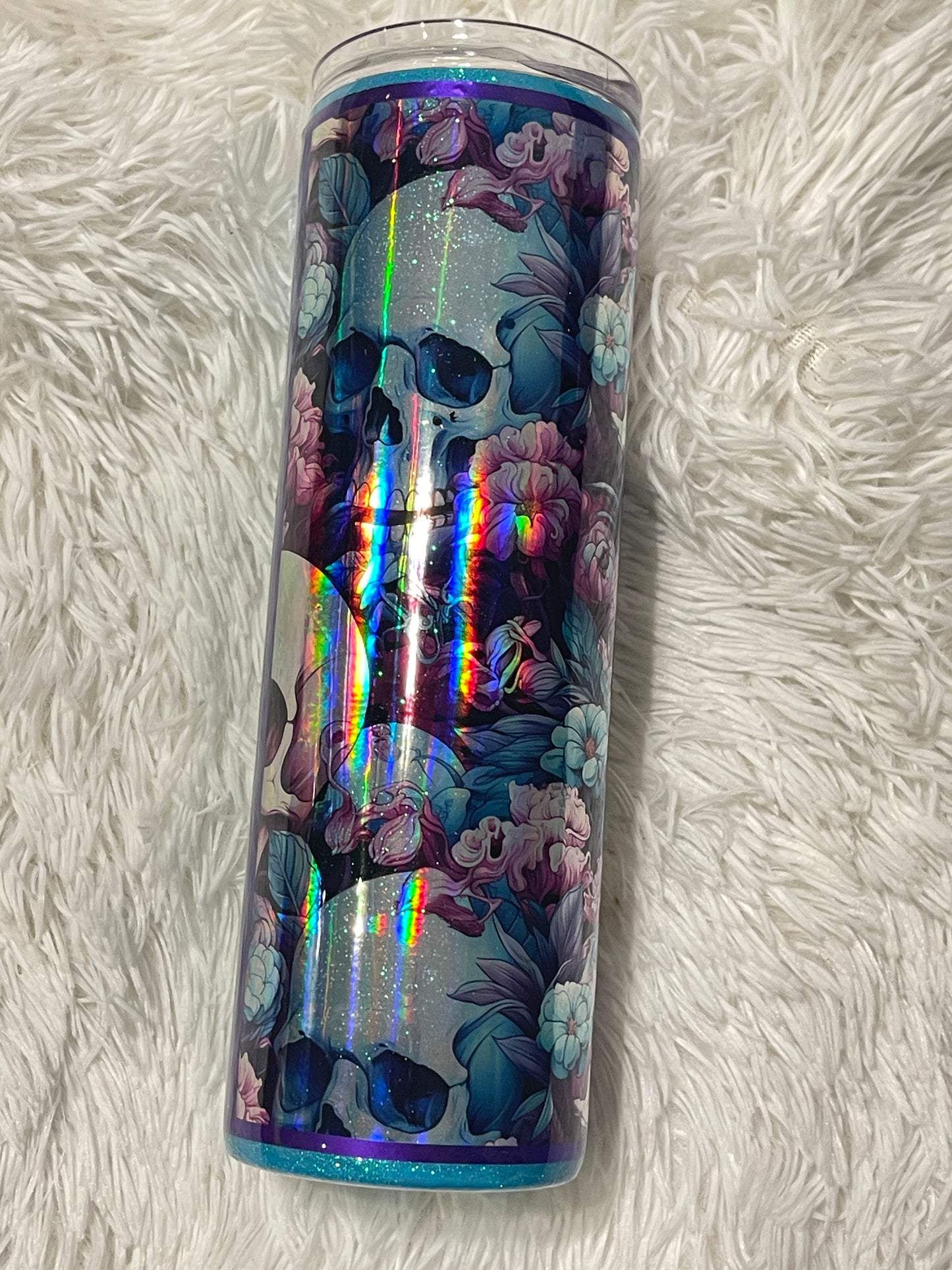 30oz Holographic Skulls Skinny Tumbler