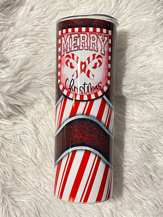 Merry Christmas Candy Cane 20oz Skinny Tumbler