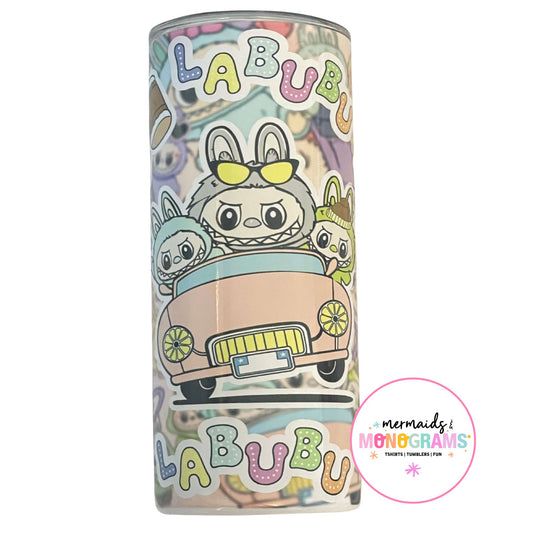 Labubu stainless steel tumbler with pastel character design – explorer Labubu
