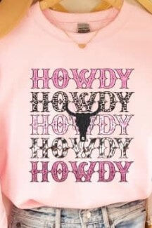 Howdy Western Cowgirl T-shirt – Graphic Shirt with Longhorn Design