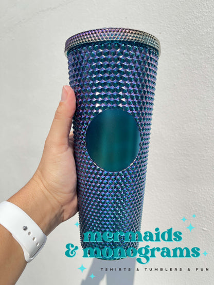 Personalized 24oz Studded Tumbler – Custom Monogram Cup with Straw | Stylish Textured Acrylic Tumbler