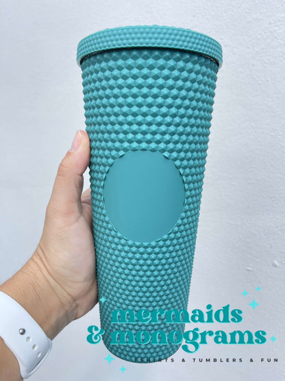 Personalized 24oz Studded Tumbler – Custom Monogram Cup with Straw | Stylish Textured Acrylic Tumbler