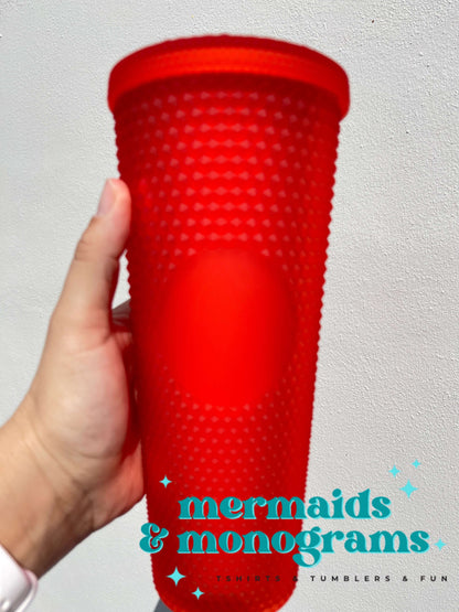Personalized 24oz Studded Tumbler – Custom Monogram Cup with Straw | Stylish Textured Acrylic Tumbler