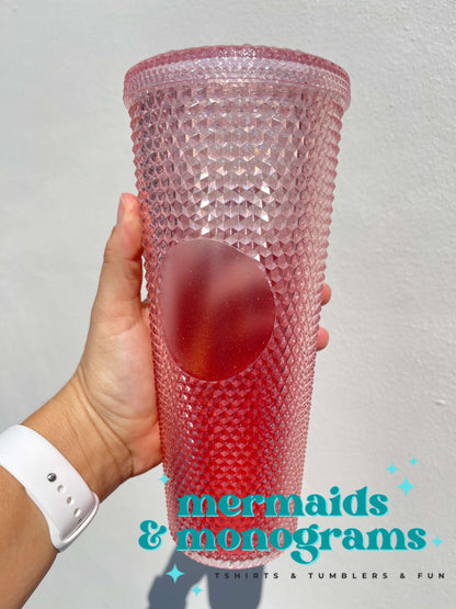 Personalized 24oz Studded Tumbler – Custom Monogram Cup with Straw | Stylish Textured Acrylic Tumbler