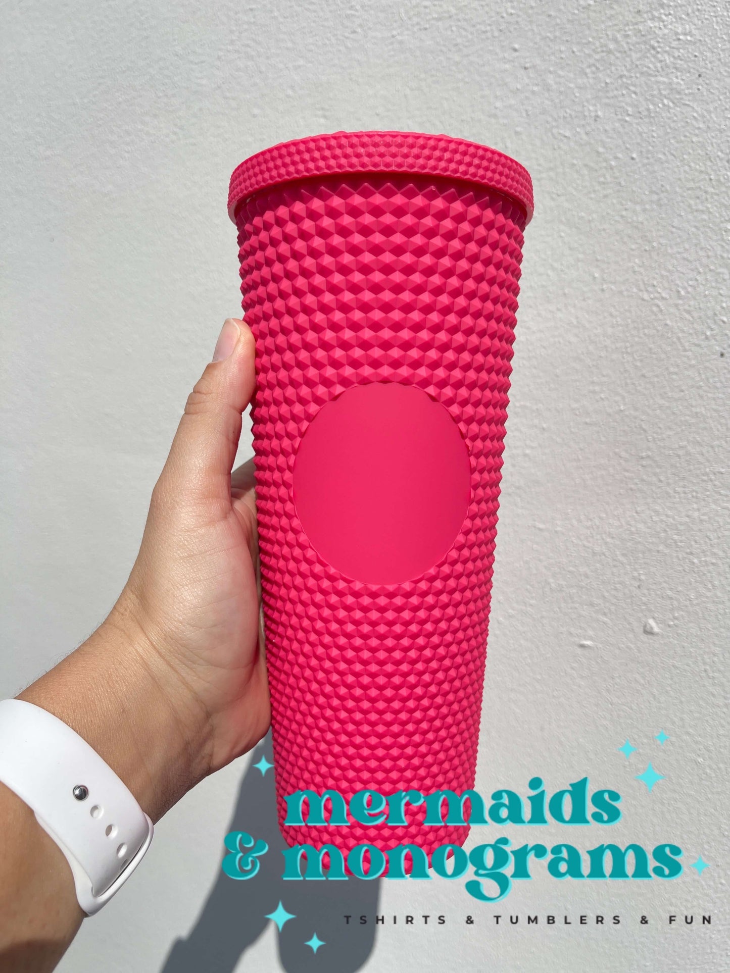Personalized 24oz Studded Tumbler – Custom Monogram Cup with Straw | Stylish Textured Acrylic Tumbler