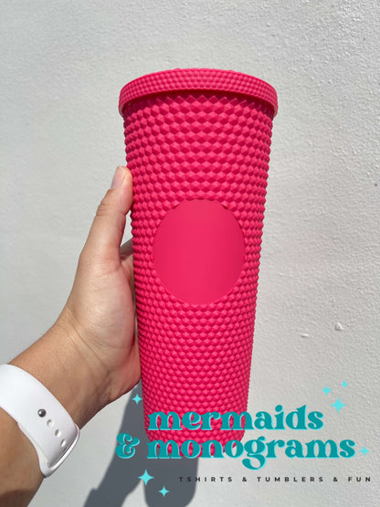 Personalized 24oz Studded Tumbler – Custom Monogram Cup with Straw | Stylish Textured Acrylic Tumbler