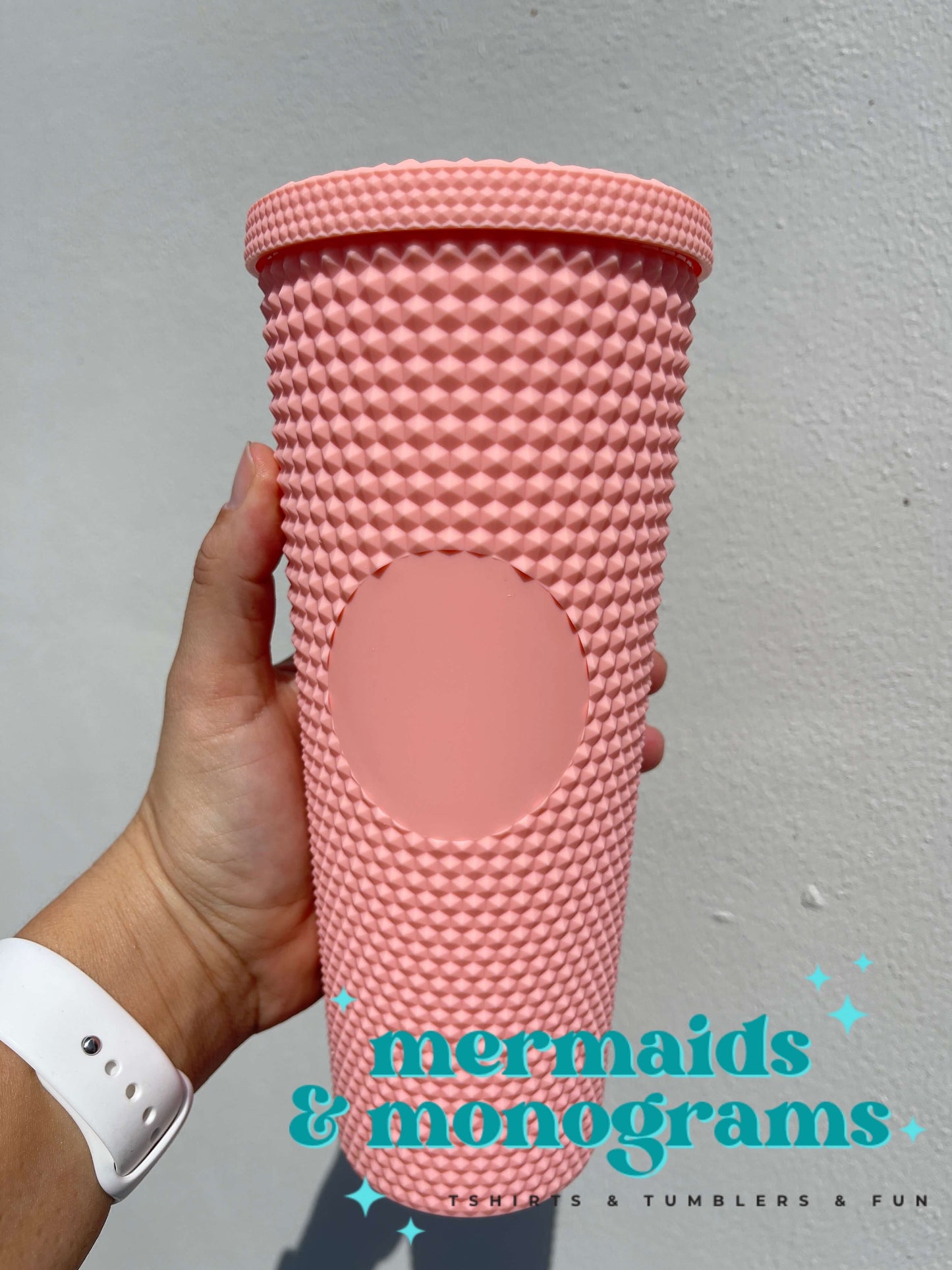 Personalized 24oz Studded Tumbler – Custom Monogram Cup with Straw | Stylish Textured Acrylic Tumbler