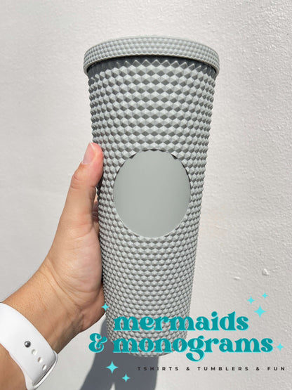 Personalized 24oz Studded Tumbler – Custom Monogram Cup with Straw | Stylish Textured Acrylic Tumbler