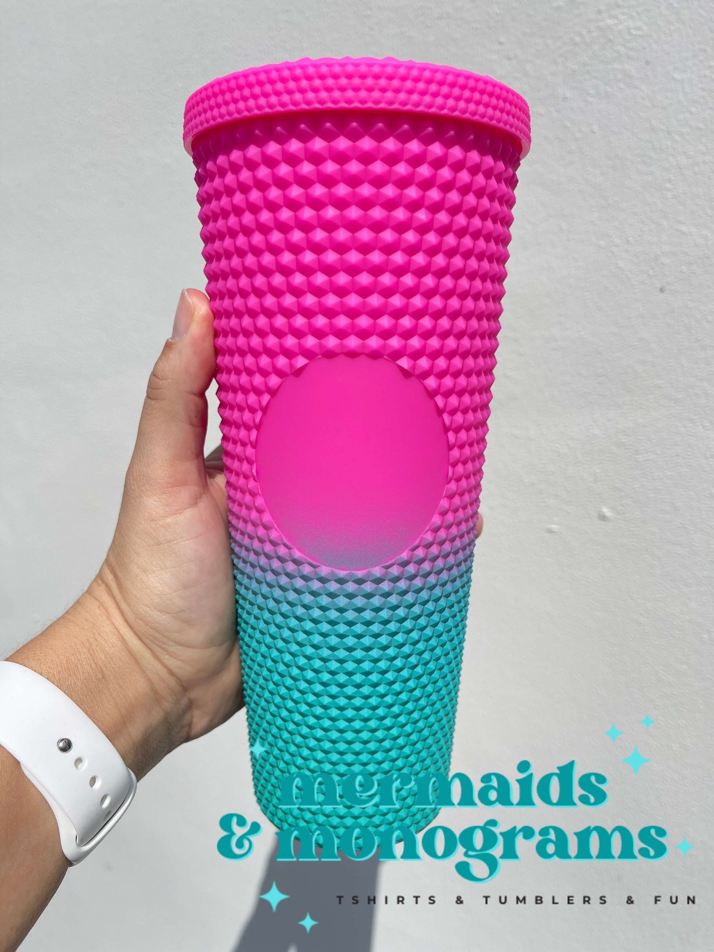 Personalized 24oz Studded Tumbler – Custom Monogram Cup with Straw | Stylish Textured Acrylic Tumbler