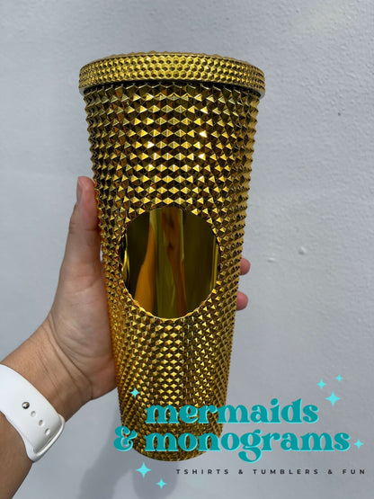 Personalized 24oz Studded Tumbler – Custom Monogram Cup with Straw | Stylish Textured Acrylic Tumbler