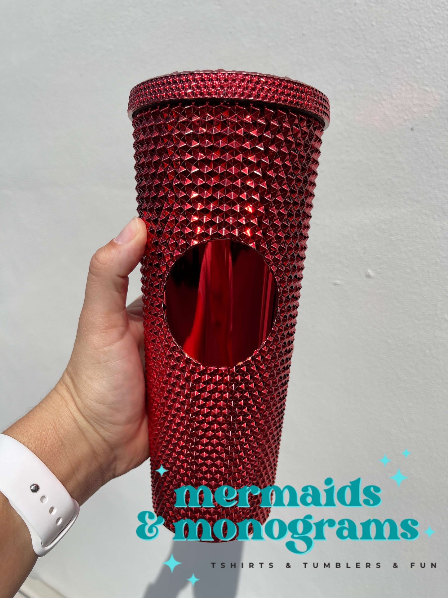 Personalized 24oz Studded Tumbler – Custom Monogram Cup with Straw | Stylish Textured Acrylic Tumbler