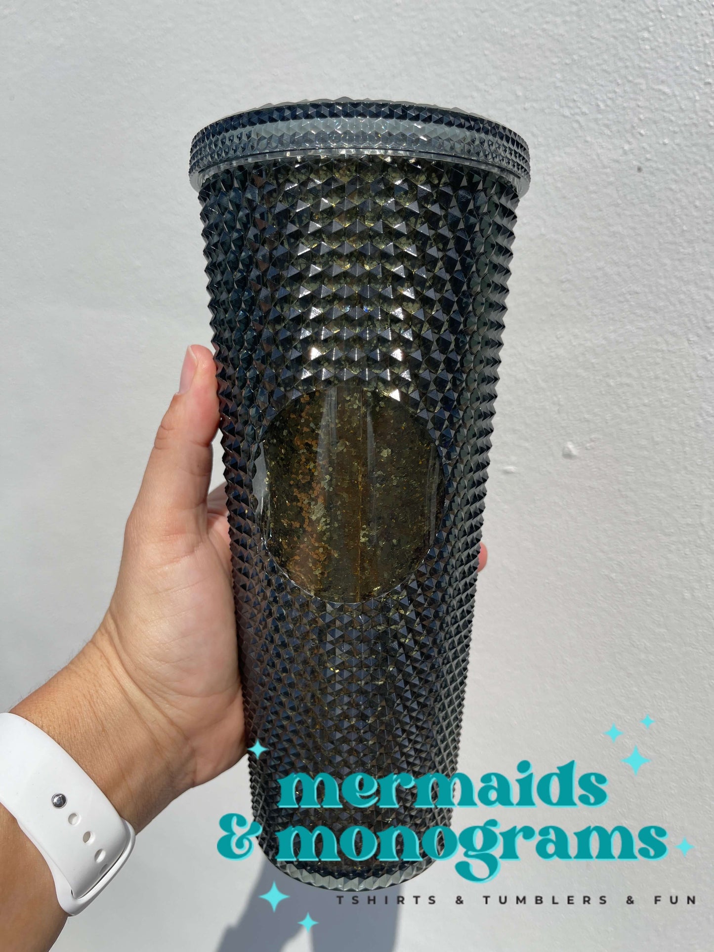 Personalized 24oz Studded Tumbler – Custom Monogram Cup with Straw | Stylish Textured Acrylic Tumbler