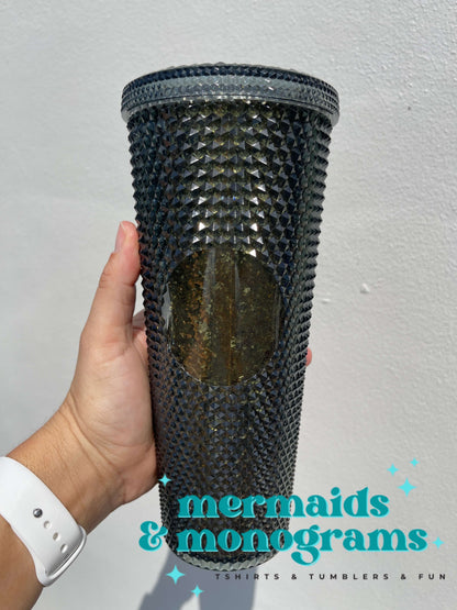 Personalized 24oz Studded Tumbler – Custom Monogram Cup with Straw | Stylish Textured Acrylic Tumbler