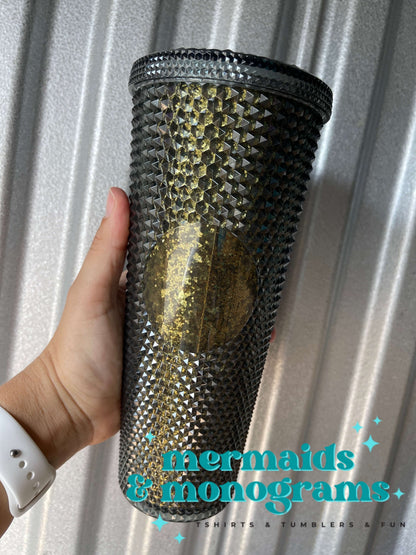 Personalized 24oz Studded Tumbler – Custom Monogram Cup with Straw | Stylish Textured Acrylic Tumbler
