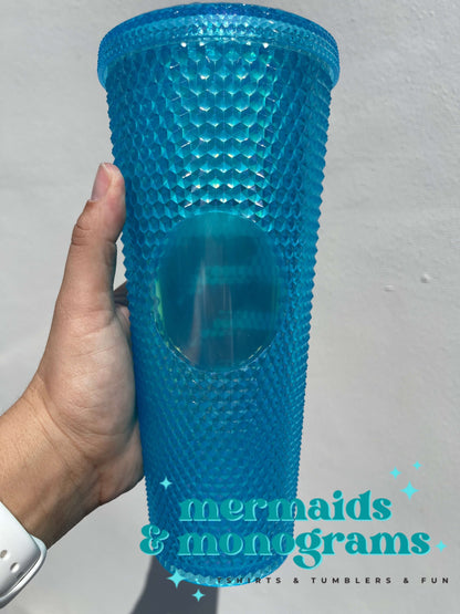 Personalized 24oz Studded Tumbler – Custom Monogram Cup with Straw | Stylish Textured Acrylic Tumbler