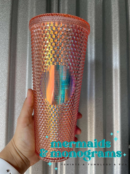 Personalized 24oz Studded Tumbler – Custom Monogram Cup with Straw | Stylish Textured Acrylic Tumbler