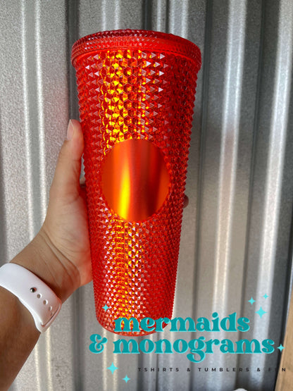 Personalized 24oz Studded Tumbler – Custom Monogram Cup with Straw | Stylish Textured Acrylic Tumbler