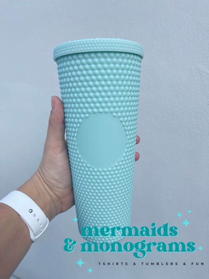 Personalized 24oz Studded Tumbler – Custom Monogram Cup with Straw | Stylish Textured Acrylic Tumbler