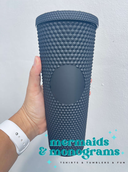 Personalized 24oz Studded Tumbler – Custom Monogram Cup with Straw | Stylish Textured Acrylic Tumbler