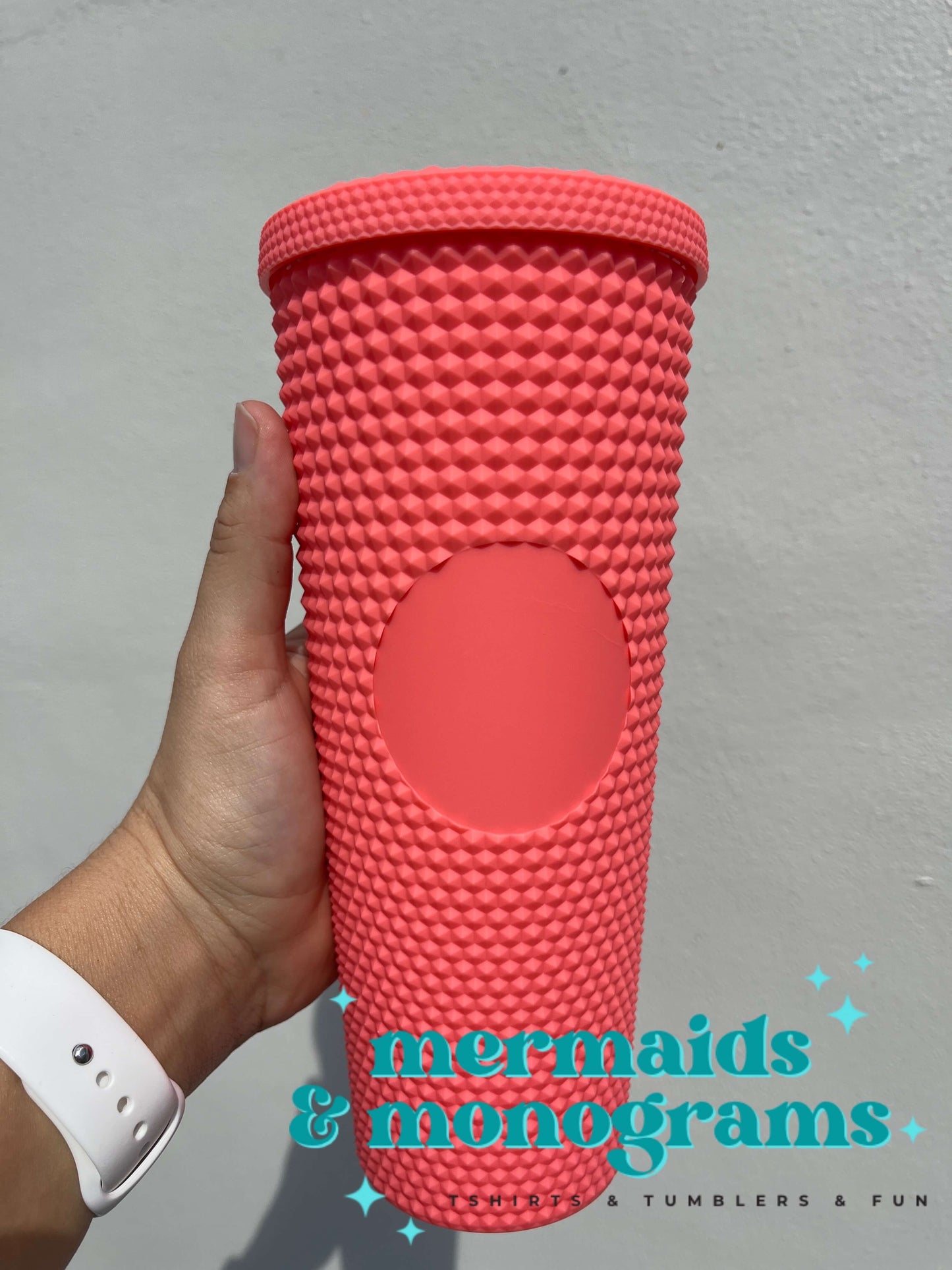 Personalized 24oz Studded Tumbler – Custom Monogram Cup with Straw | Stylish Textured Acrylic Tumbler