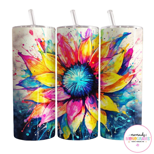 Color Splash Sunflower Stainless Steel Tumbler