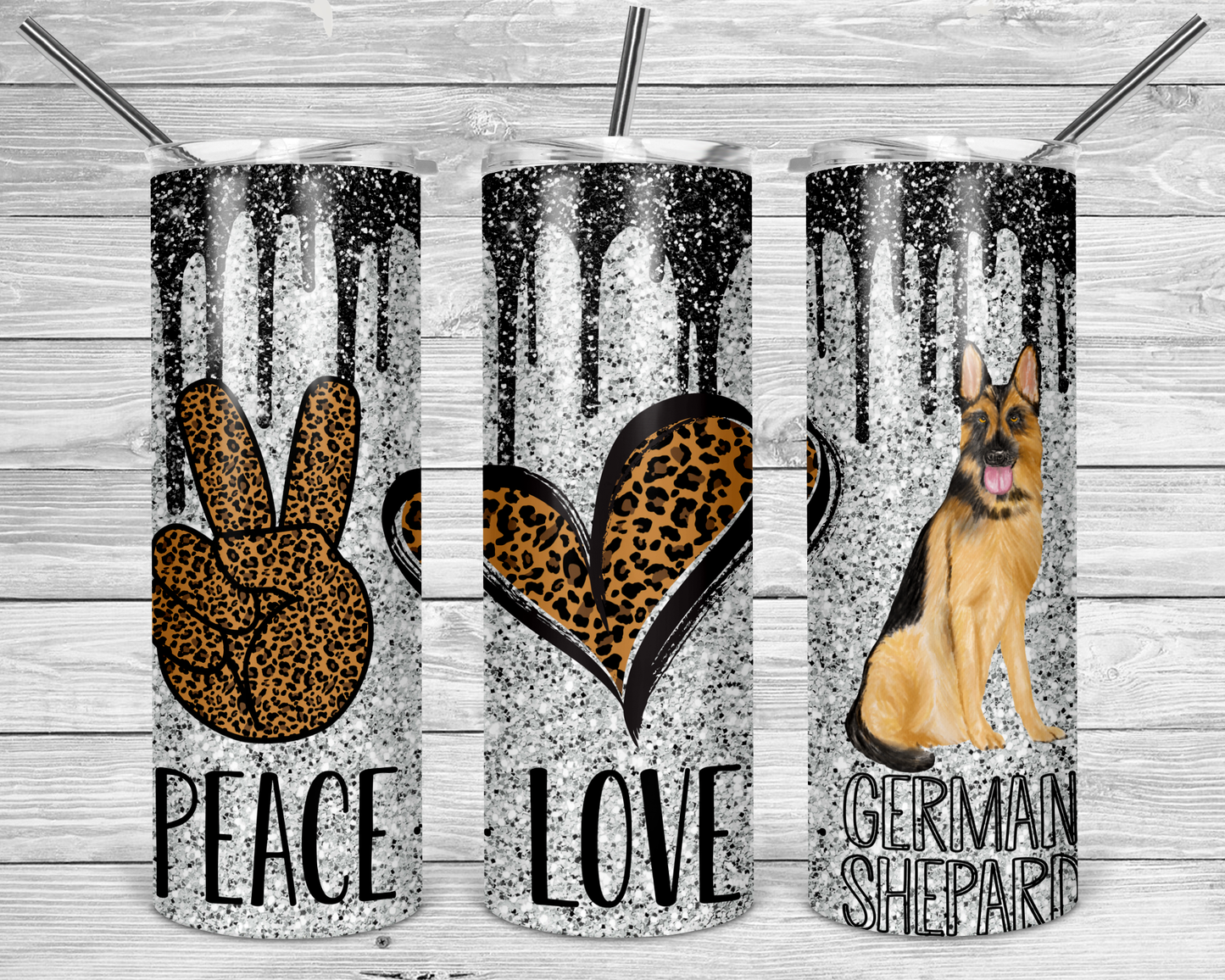 Peace Love German Shepherd Stainless Steel Tumbler