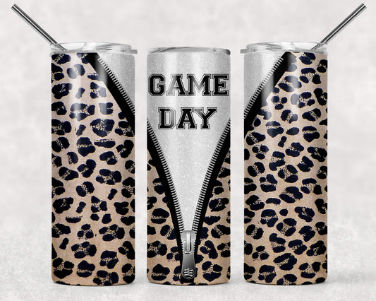 Game Day Zipper Cheetah Print Stainless Steel Tumbler