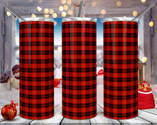 Red Plaid Tumbler, Skinny Cup