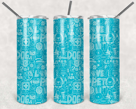 Love Pets Blue Stainless Steel Tumbler