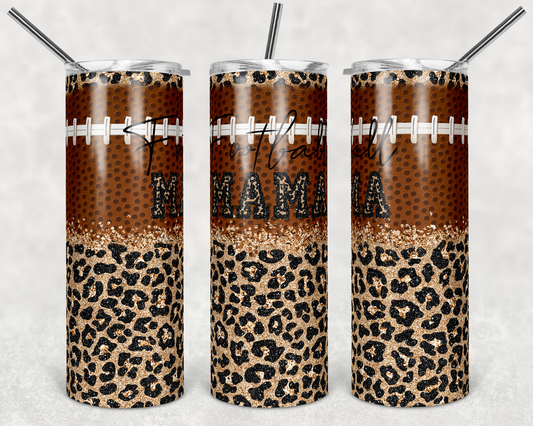 Football Mama Leopard Print Stainless Steel Tumbler