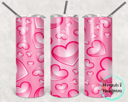 Pink Hearts Valentines Day Stainless Steel Tumbler