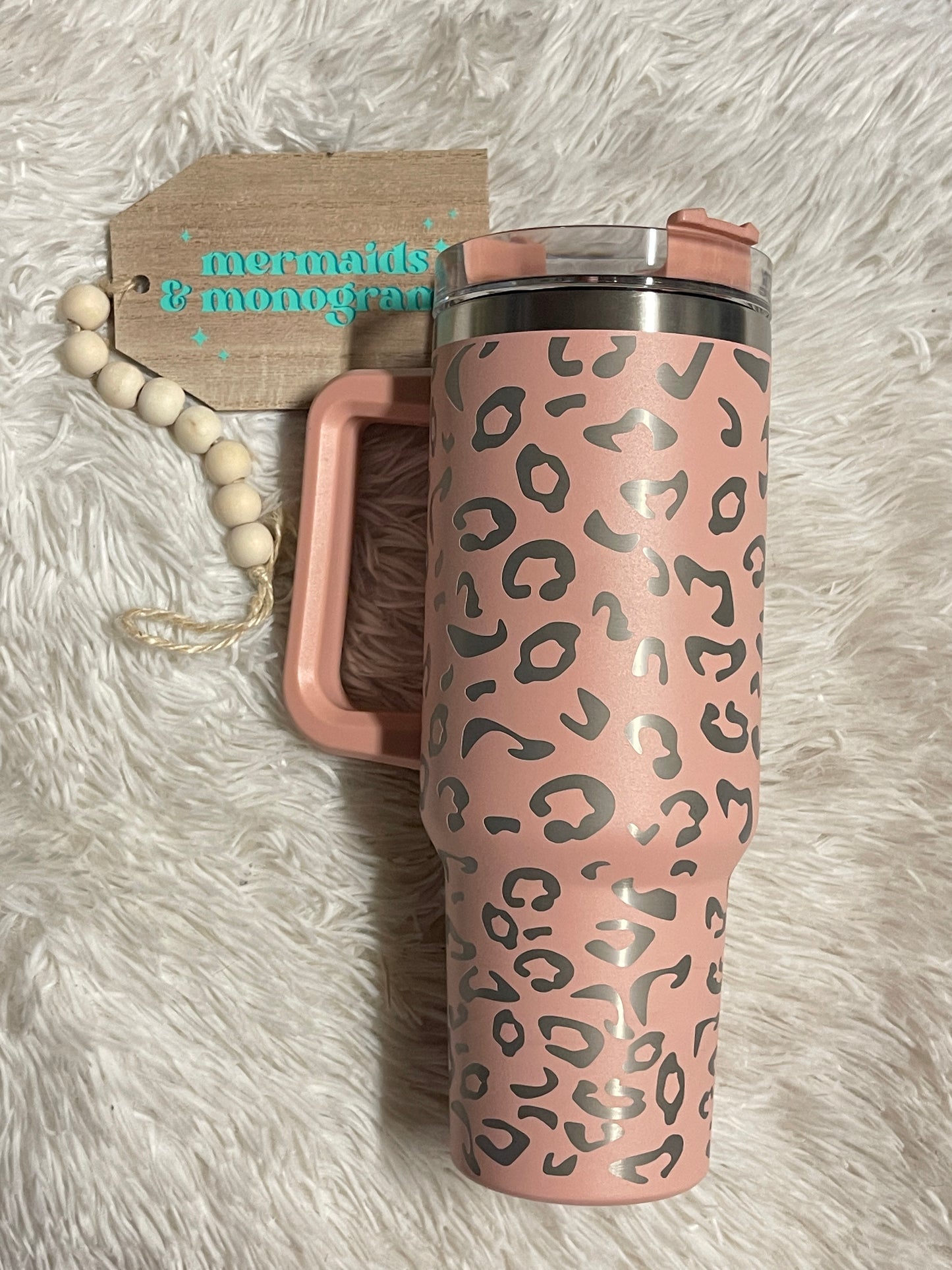 40oz Stainless Steel Tumbler with Handle – Mermaids & Monograms