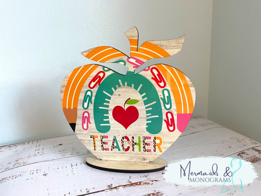 Apple Teacher Desk Plaque