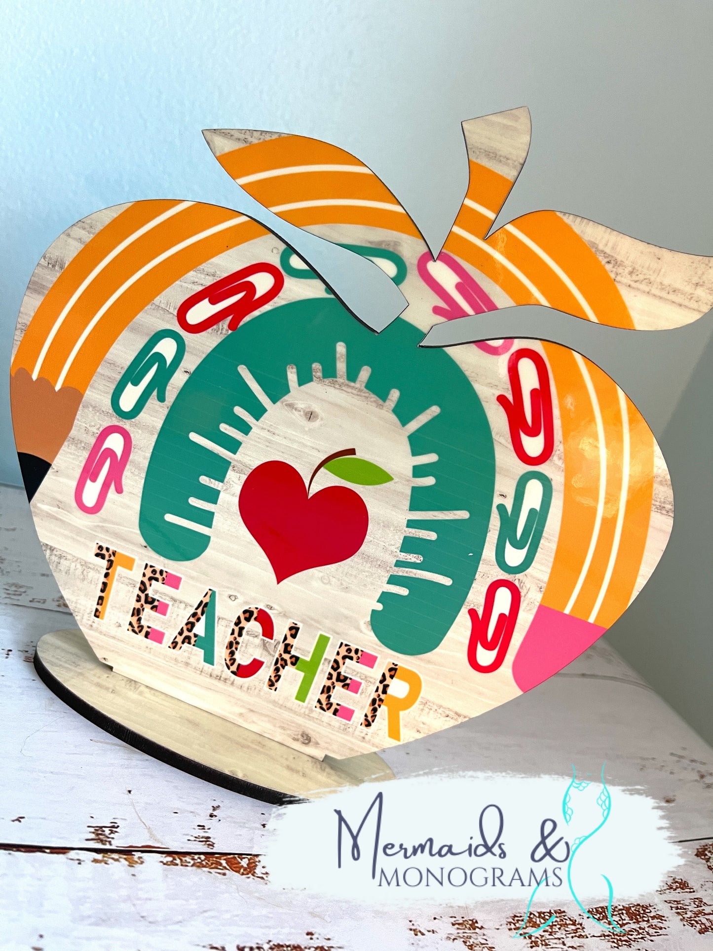 Apple Teacher Desk Plaque