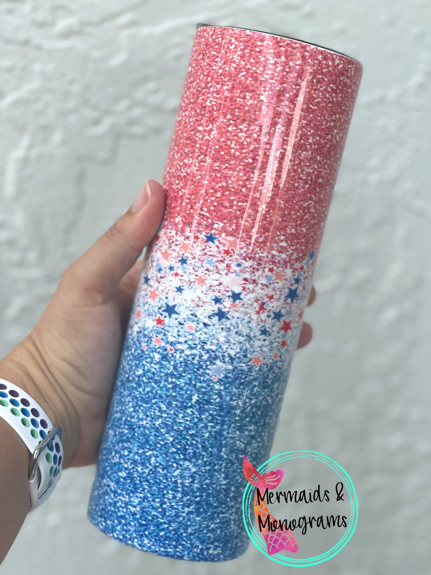 Red White & Blue American Flag Sunflower Tumbler