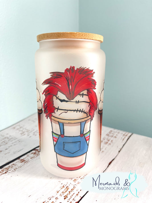 Chucky Themed Halloween Glass Can Tumbler