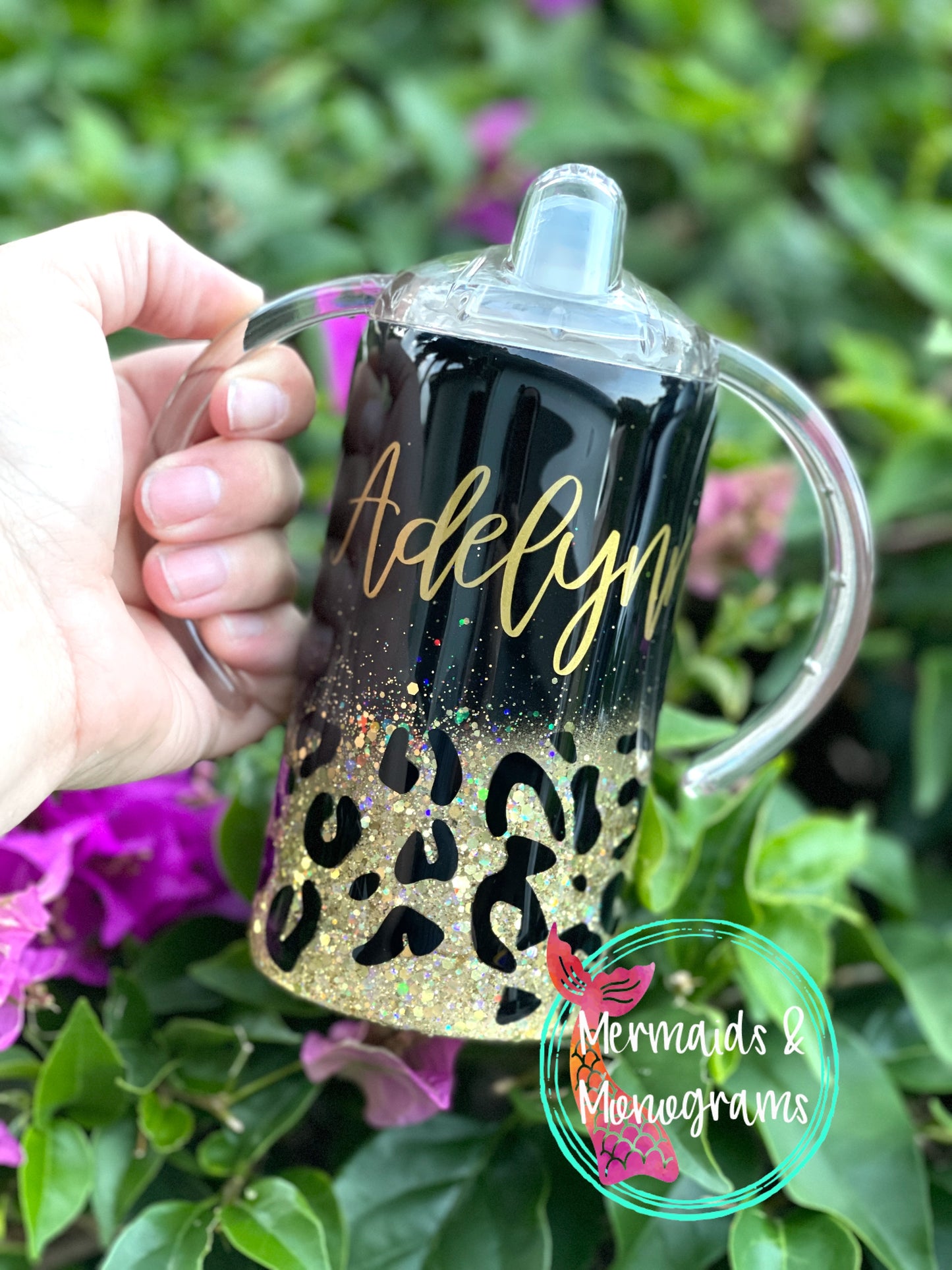 Leopard Print Glitter Tumbler