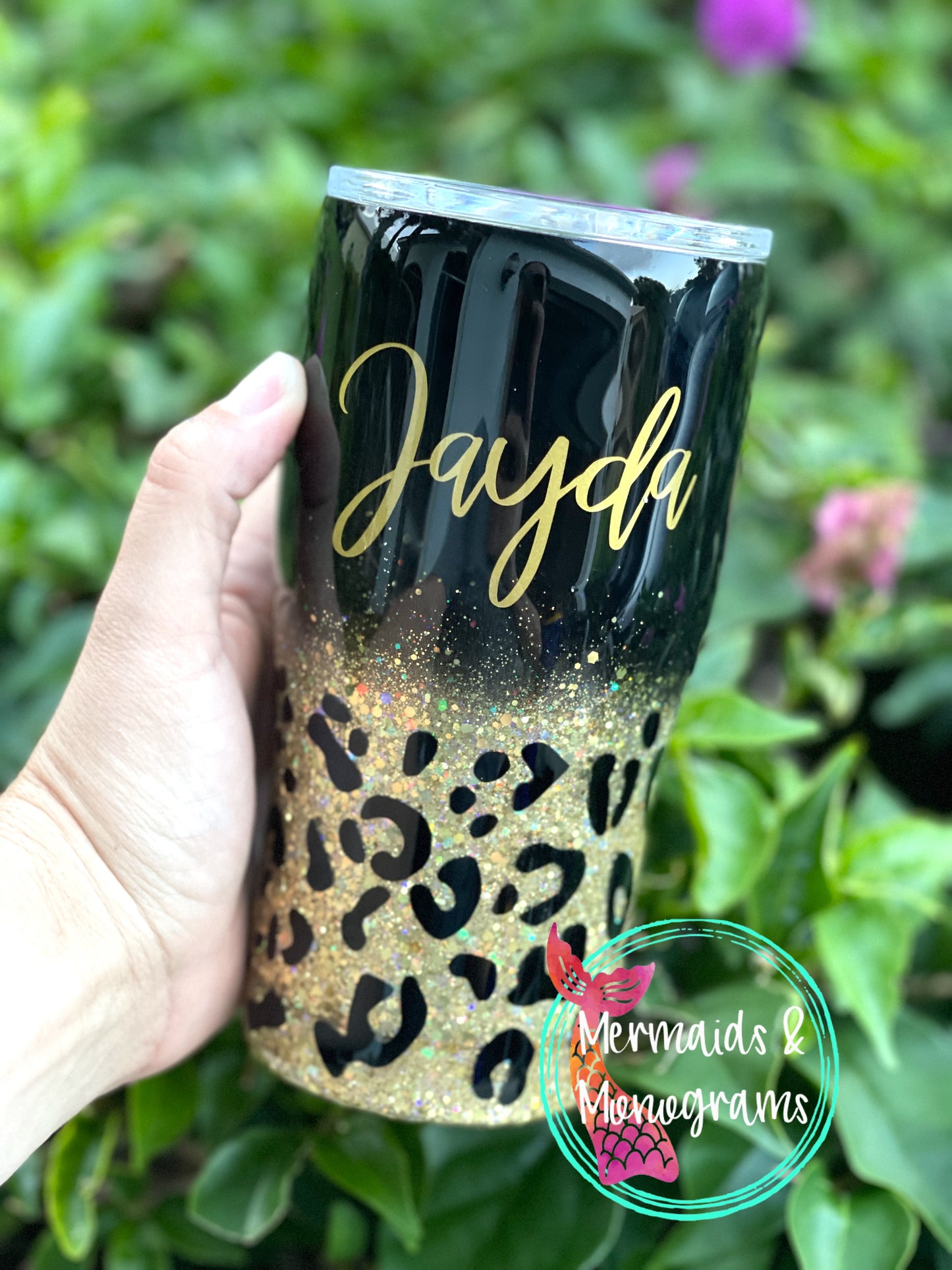 Leopard Print Glitter Tumbler