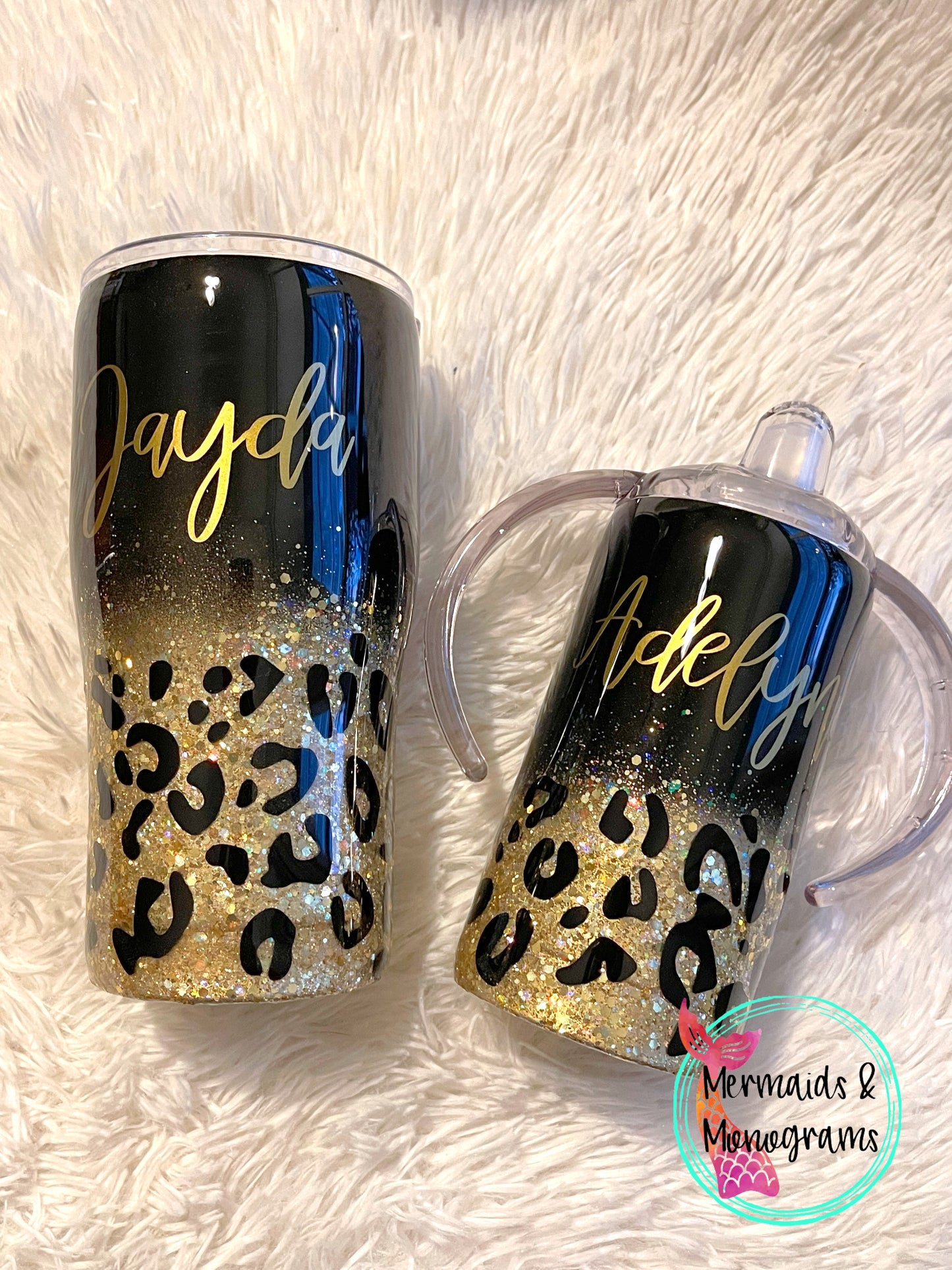 Leopard Print Glitter Tumbler