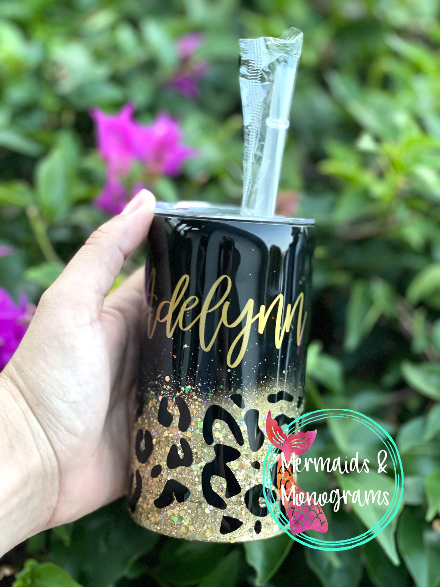 Leopard Print Glitter Tumbler