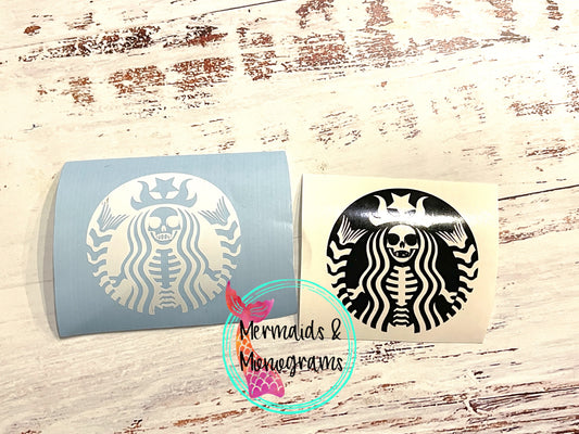 Mermaid Skeleton Starbucks Inspired Decal